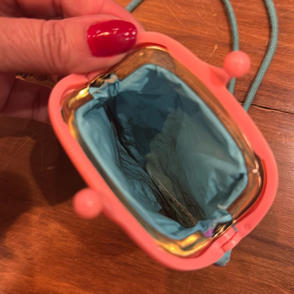 Vintage 1978 100% Pure GARFIELD Coin Purse With KISS Lock Pink Blue Cord Strap - Picture 8 of 11